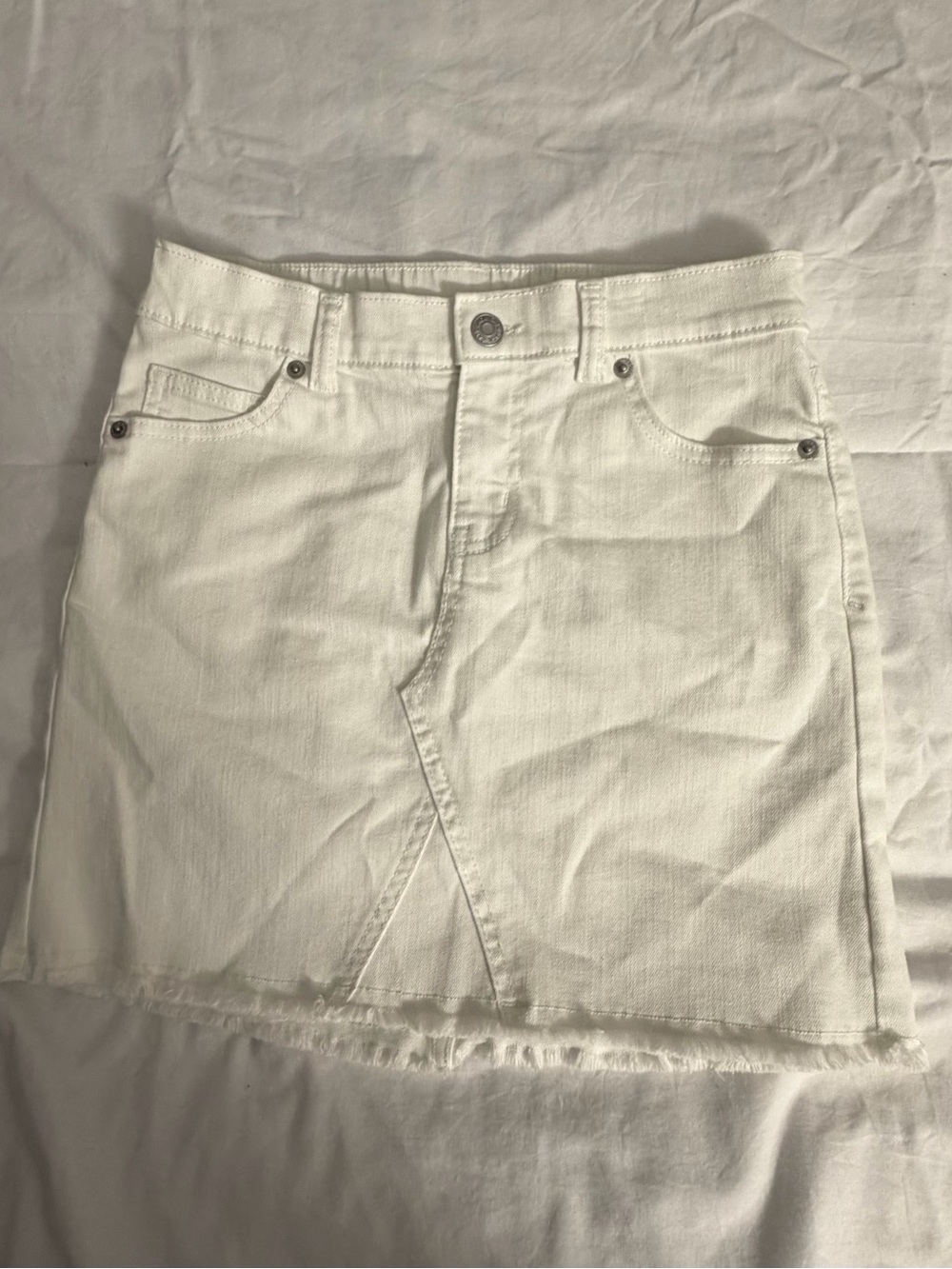 Cat & Jack White Denim Mini Skirt with Frayed Hem